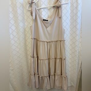 SHEIN Cream Tiered Mini Dress